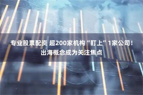 专业股票配资 超200家机构“盯上”1家公司！出海概念成为关注焦点