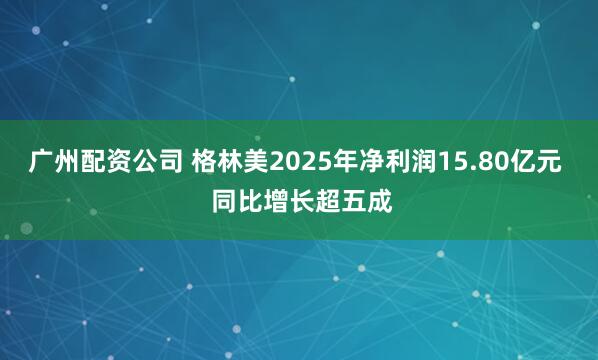 广州配资公司 格林美2025年净利润15.80亿元  同比增长超五成